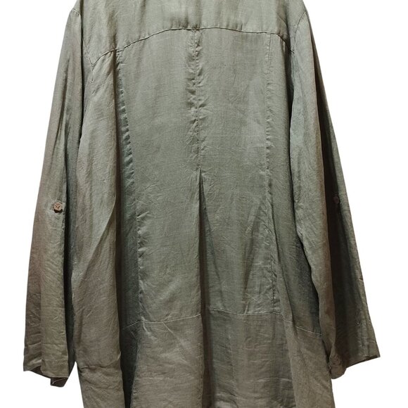 Soft Surroundings Womens Plus Size 3X Linen Tunic Green Oversized Boho Lagenlook - Picture 2 of 9